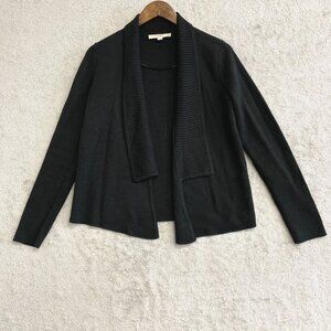 Loft Merino Wool Blend Women's Size M Black Open front Cardigan Sweater